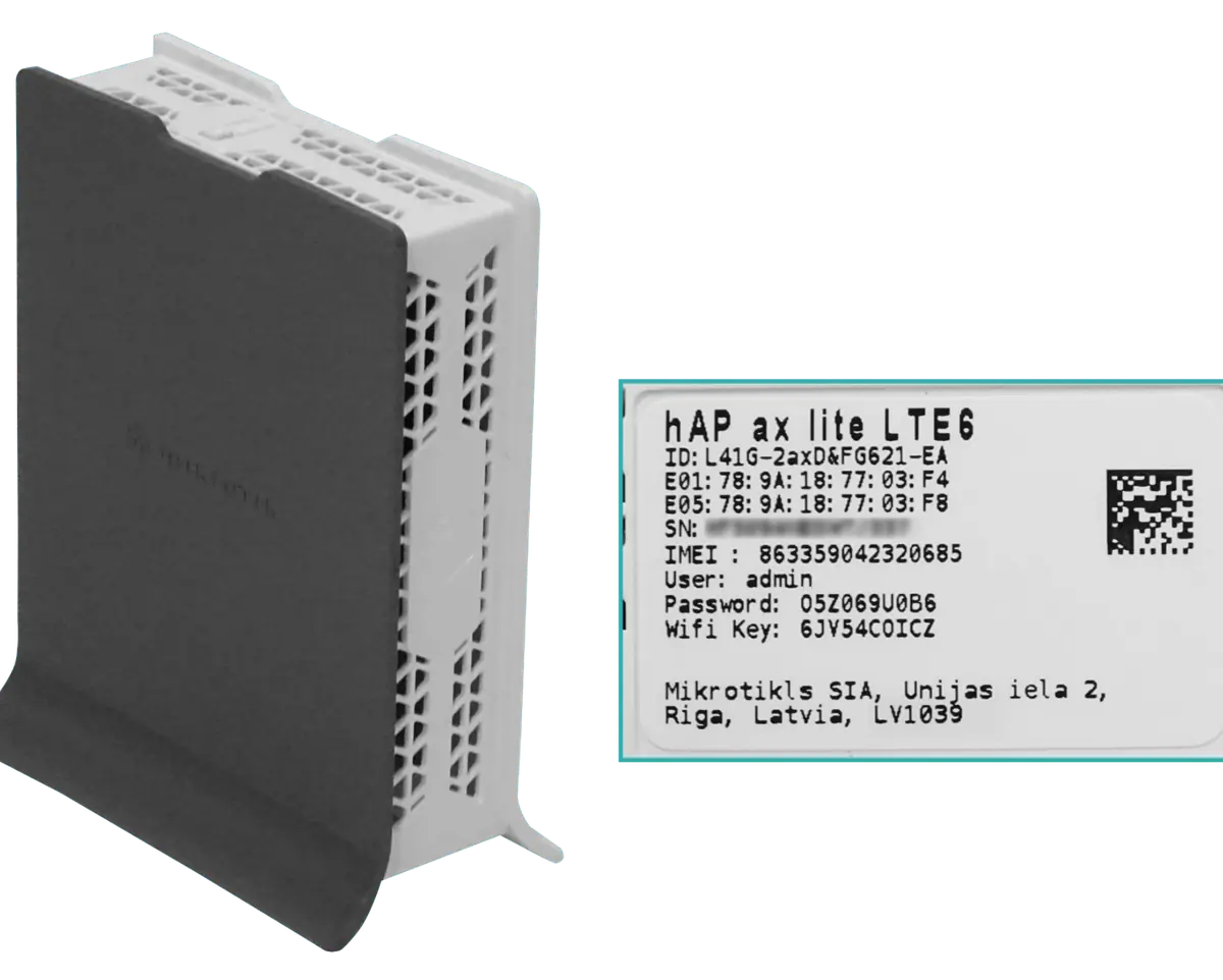 MIKROTIK LTE6 4-1000 2,4GHz WiFi6 1-SIM L4 inc5V L41G-2axD&FG621-EA